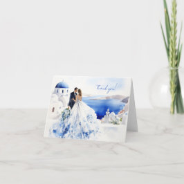 Agradecimento Cartão de casamento com pintura aquarela de Santor