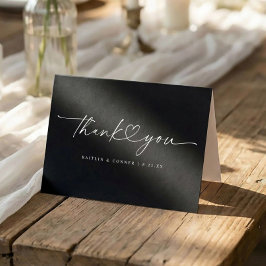 Agradecimento Cartão de Casamento Coração Escrito à Mão Moderno