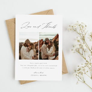 Agradecimento Cartão de Casamento de Colagem de Fotos com Roteir