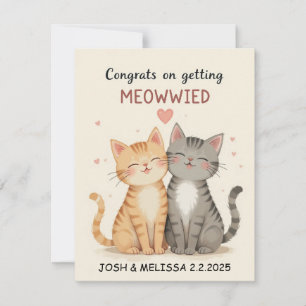 Agradecimento Cartão de casamento de gatos giros, noivado de Par