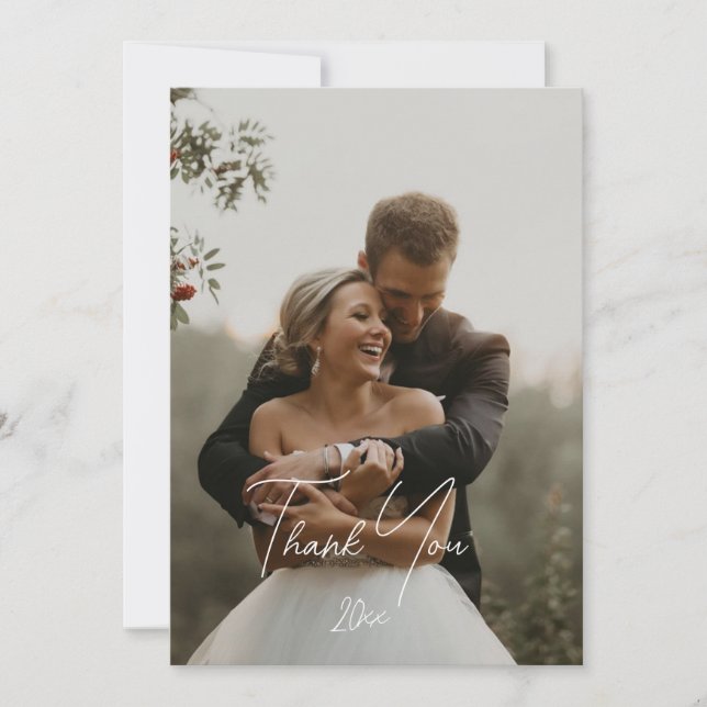Agradecimento Cartão de Casamento Elegante e Simples (Frente)