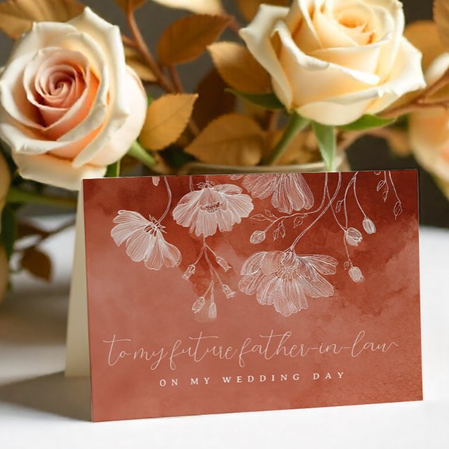 Agradecimento Cartão de casamento floral enferrujado para futuro (Future Father In Law, Wedding Day Card)