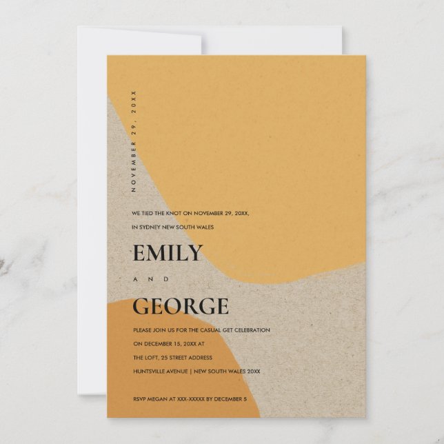 AGRADECIMENTO CARTÃO DE CASAMENTO MODERNO ABSTRATO LARANJA FERRU (Frente)