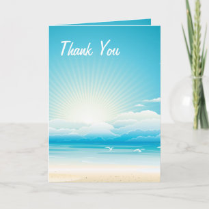 Agradecimento Cartão de Casamento Obrigado Praia Tropical