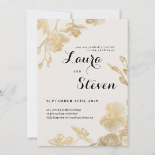 Agradecimento Cartão de casamento Orquídea Dourada