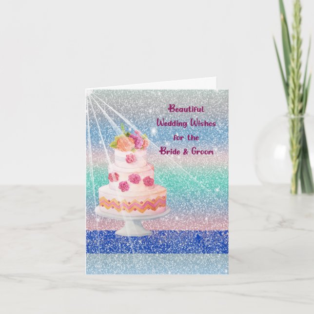 Agradecimento Cartão de casamento para noiva e noiva com bolo (Frente)