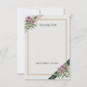 Agradecimento Cartão de Casamento Personalizado com Tartan Celta