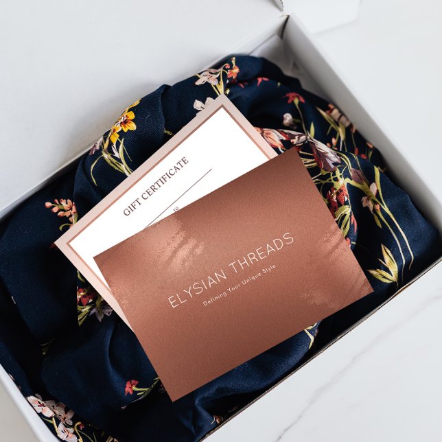 Agradecimento Cartão de Certificado de Presente de Negócios em B (Stylish Bronze Business Gift Certificate Card)