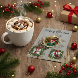 Agradecimento Cartão de Colagem de Fotos de Natal da Família
