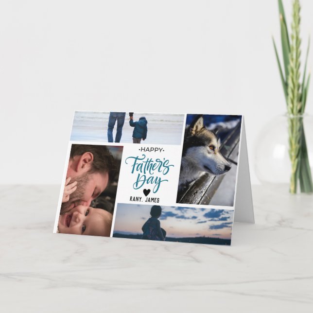 Agradecimento Cartão de Colagem de Fotos Personalizadas do Dia d (Frente)