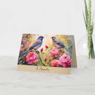 Agradecimento Cartão de condolências com Aves e Rosas