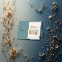 Agradecimento cartão de convidado de casamento do mar mediterrân