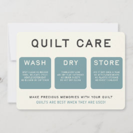 Agradecimento Cartão de Cuidados para Colcha - Design Azul Vinta