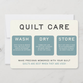 Agradecimento Cartão de Cuidados para Colcha - Design Azul Vinta