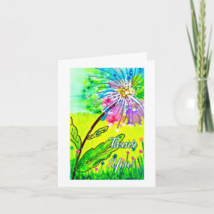 Agradecimento Cartão de Dente-de-Leão em Aquarela Caprichosa