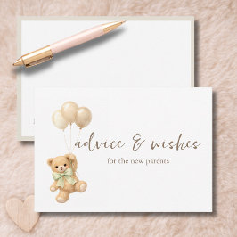 Agradecimento Cartão de Desejos e Conselhos para Chuveiro de Urs