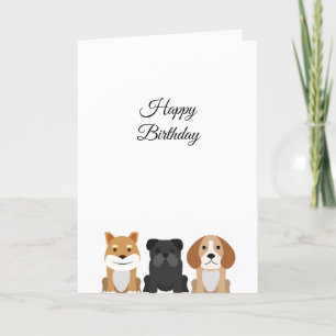 Agradecimento Cartão de design de aniversário para cães bonitos