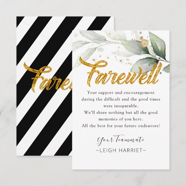 Agradecimento Cartão de despedida do trabalhador Eucalyptus (Frente/Verso)