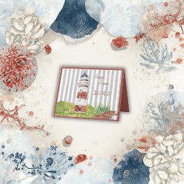 Agradecimento cartão de destino convidado do farol costeiro de c