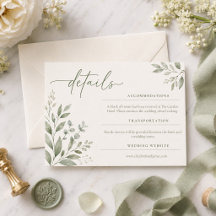 Cartão de Detalhes Botânicos de Casamento Minimal