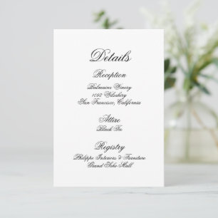 Agradecimento Cartão de Detalhes de Casamento