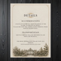 Cartão de Detalhes de Casamento Luxuoso e Elegante