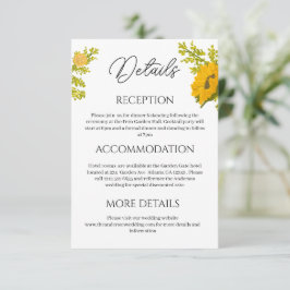 Agradecimento Cartão de Detalhes do Casamento com Girassol Amare