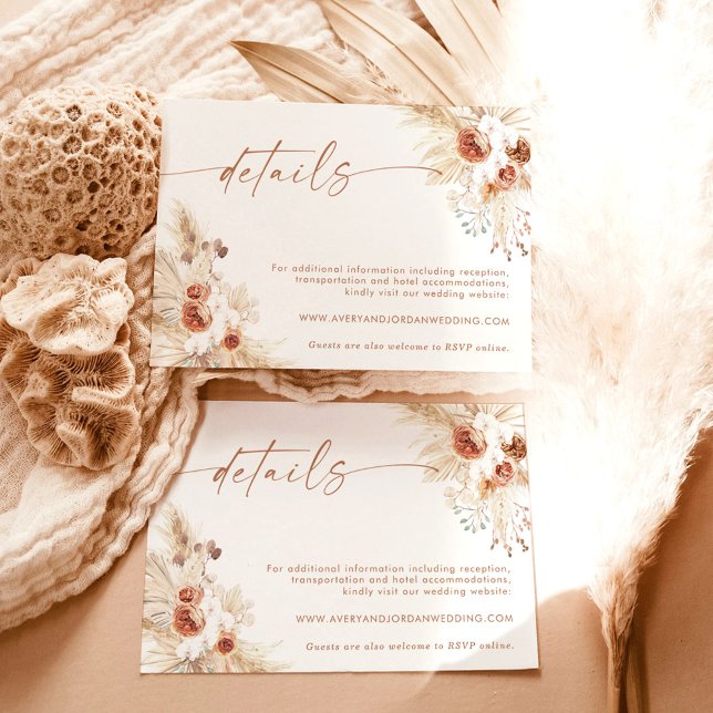 Agradecimento Cartão de Detalhes do Casamento Floral Boho | Síti (Criador carregado)