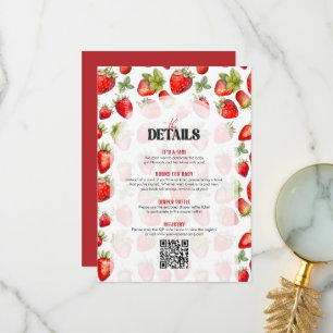 Agradecimento Cartão de Detalhes do Chá de fraldas Branco Berry