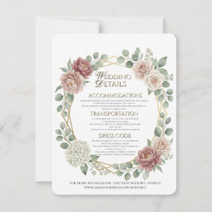 Agradecimento Cartão de Detalhes Florais Geométricos Rosa Poeire