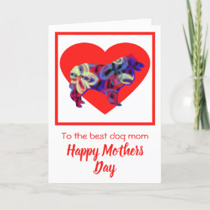Agradecimento Cartão de Dia da Mãe de Collie Rough Dog Red Heart