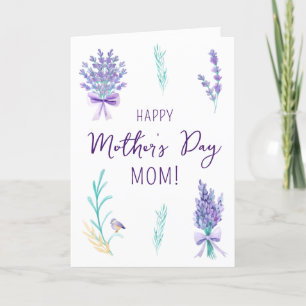 Agradecimento Cartão de Dia da Mãe Floral de lavanda