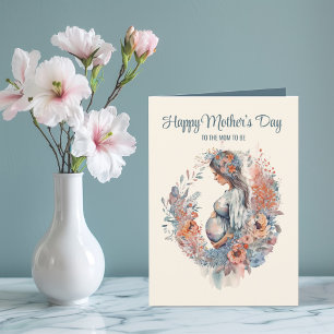 Agradecimento Cartão de Dia da Mãe Floral de Watercolor para a M