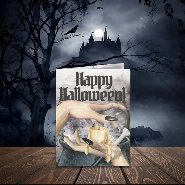 Agradecimento Cartão de Dia das Bruxas de Bruxas Spooky Cauldron (Criador carregado)