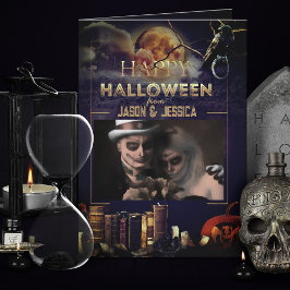 Agradecimento Cartão de Dia das Bruxas de Foto de Lua Cheia de S