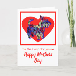 Agradecimento Cartão de Dia das Mães Terrier Dog Red Heart