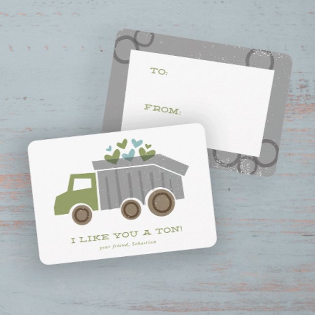 Agradecimento Cartão de Dia de os namorados de Sala de Aula para (Modern hand drawn dump truck kids classroom Valentine's Day Cards.)