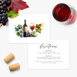 Agradecimento Cartão de Direção de Casamento de Vinho com Aquare
