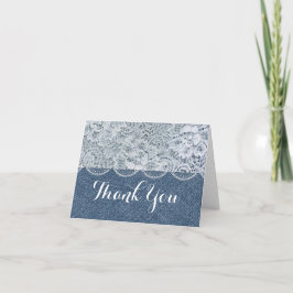 Agradecimento Cartão de Dobrar Obrigado Rústico Denim & Lace