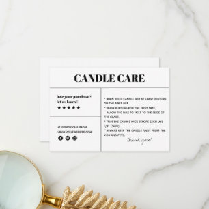 Agradecimento Cartão de Encapsulamento para o Candle Care Obrig