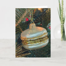 Cartão de Enfeite de Macaron de Natal em Árvore de