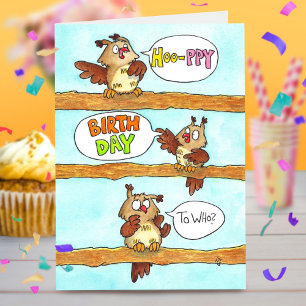 Agradecimento Cartão de Felicitações de Aniversário de Corujas F