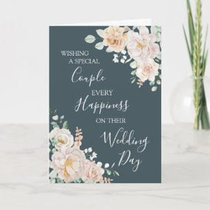 Agradecimento Cartão de Felicitações de Casamento Floral Vintage