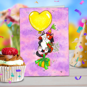 Agradecimento Cartão de Feliz Aniversário Gato Malhado