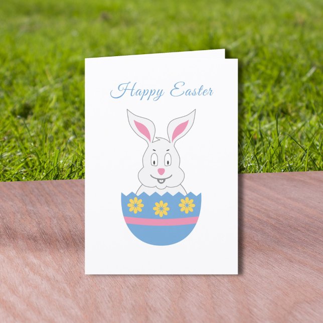 Agradecimento Cartão de felz pascoa com coelho e ovo (Happy Easter Card with Bunny & Egg )