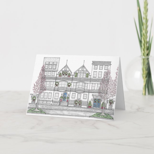 Agradecimento Cartão de Feriado de Cidade Original Desenhado à M (Frente)