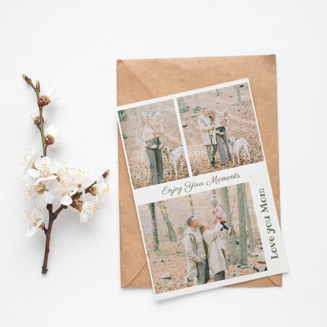 Agradecimento Cartão de Feriado de Colagem de Foto Elegante 3 Si (Criador carregado)