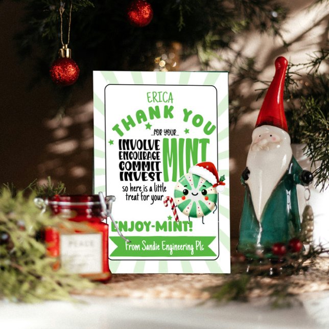 Agradecimento Cartão de Férias de Casa de Moeda Festivo com Nome (Criador carregado)