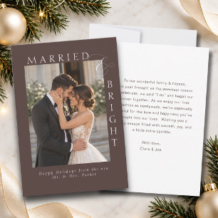 Agradecimento Cartão de Férias de Foto de Recém-Casados Casados