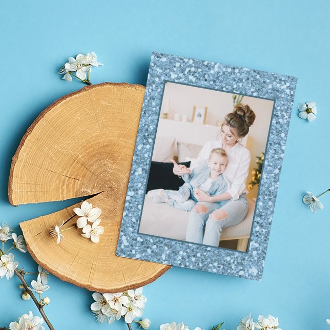 Agradecimento Cartão de Férias do Dia de as mães de Foto Azul Mo (Criador carregado)